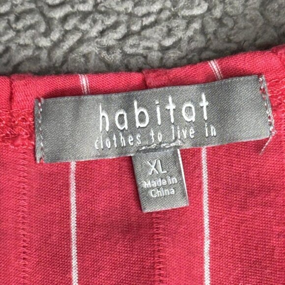 Habitat Shirt Womens XL Coral White Striped Short Sleeve Tunic Top 100% Cotton - Picture 3 of 11